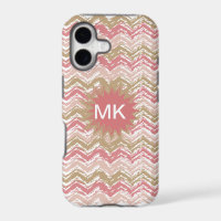 Coral Spice Scribble ZigZag Chevron Pattern