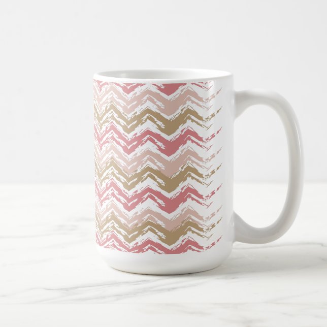 Coral Spice Scribble ZigZag Chevron Pattern Coffee Mug (Right)