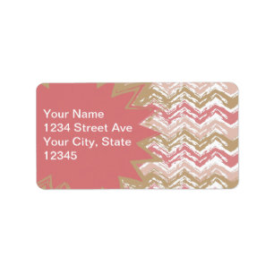 Coral Spice Scribble ZigZag Chevron Pattern Label