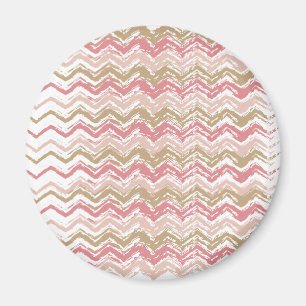 Coral Spice Scribble ZigZag Chevron Pattern Magnet