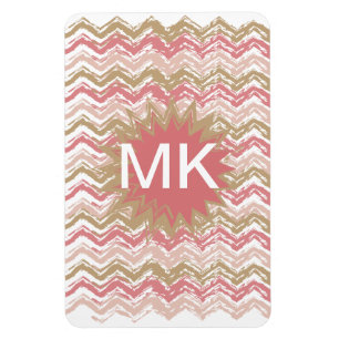 Coral Spice Scribble ZigZag Chevron Pattern Magnet