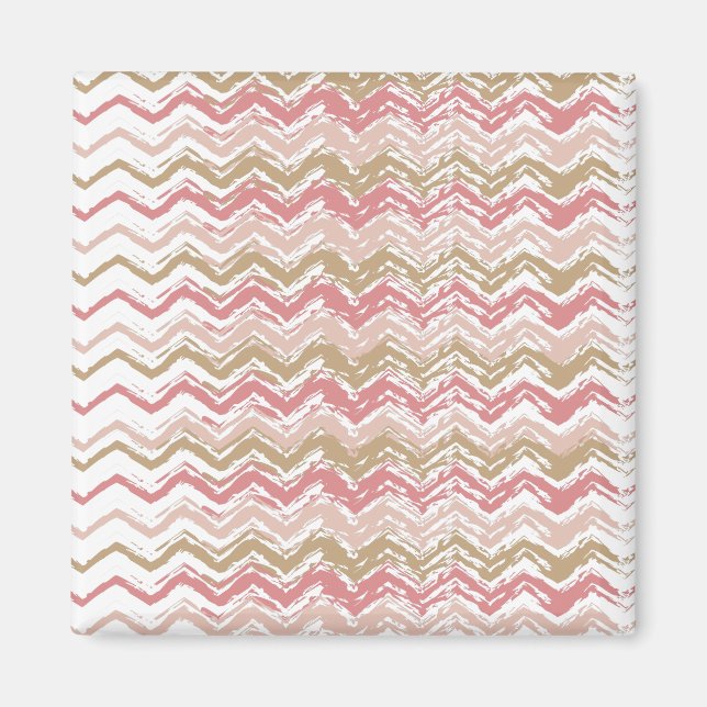 Coral Spice Scribble ZigZag Chevron Pattern Magnet (Front)