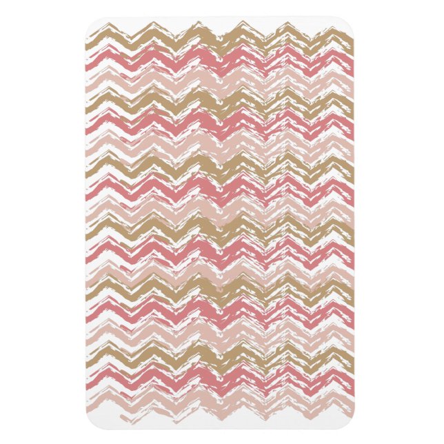 Coral Spice Scribble ZigZag Chevron Pattern Magnet (Vertical)
