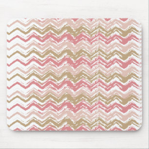 Coral Spice Scribble ZigZag Chevron Pattern Mouse Mat
