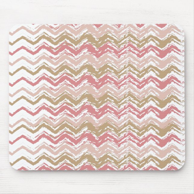 Coral Spice Scribble ZigZag Chevron Pattern Mouse Mat (Front)