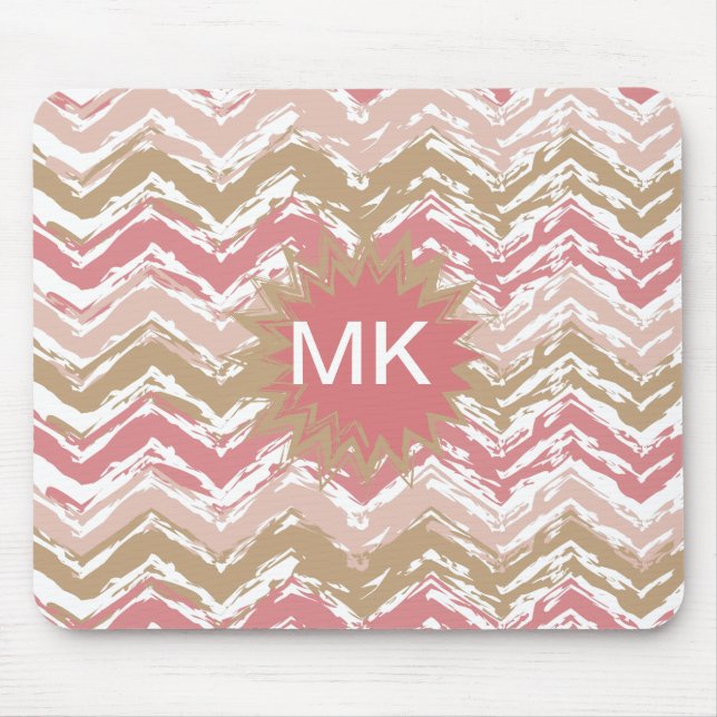 Coral Spice Scribble ZigZag Chevron Pattern Mouse Mat (Front)