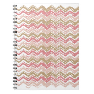Coral Spice Scribble ZigZag Chevron Pattern Notebook