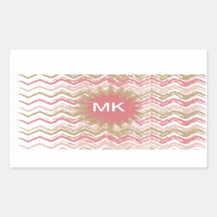 Coral Spice Scribble ZigZag Chevron Pattern Rectangular Sticker