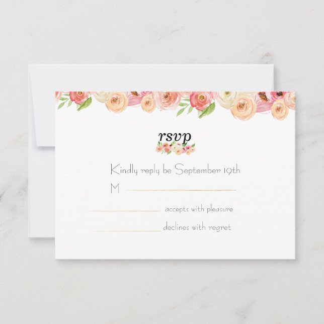 Coral Spring RSVP Wedding Invitation Card (Front)