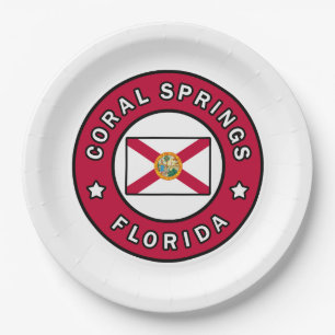 Coral Springs Florida Paper Plate