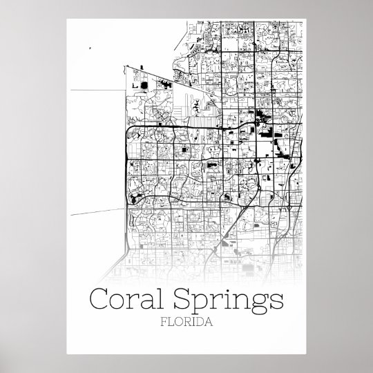 Coral Springs Map - Florida - City Map Poster | Zazzle.co.uk