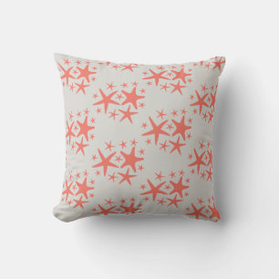 Coral Starfish Beach Pattern Pillow