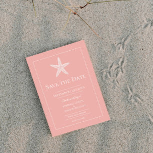 Coral Starfish Monogram Photo Save The Date