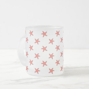 Coral Starfish Pattern Frosted Glass Coffee Mug