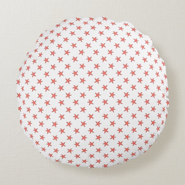 Coral Starfish Pattern Round Cushion (Front)