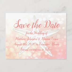 Coral Starfish Personalised Save the Date Postcard