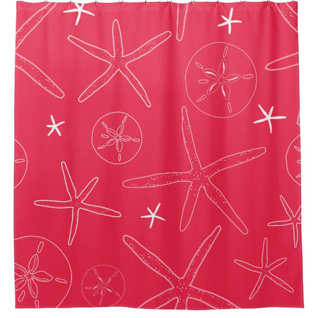Coral Starfish & Sand Dollar Shower Curtain (Front)