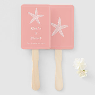 Coral Starfish Wedding Hand Fans