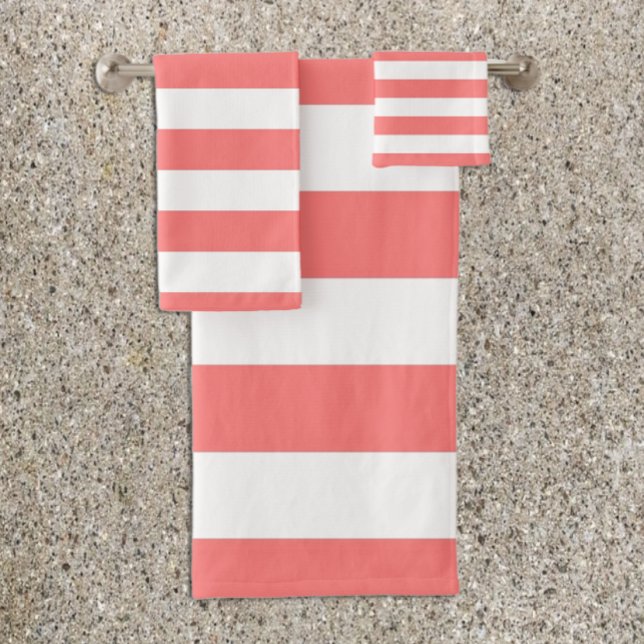Coral Stripe Bath Towel Set (Creator Uploaded)