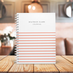 Coral Stripe Minimalist Modern Stylish Journal