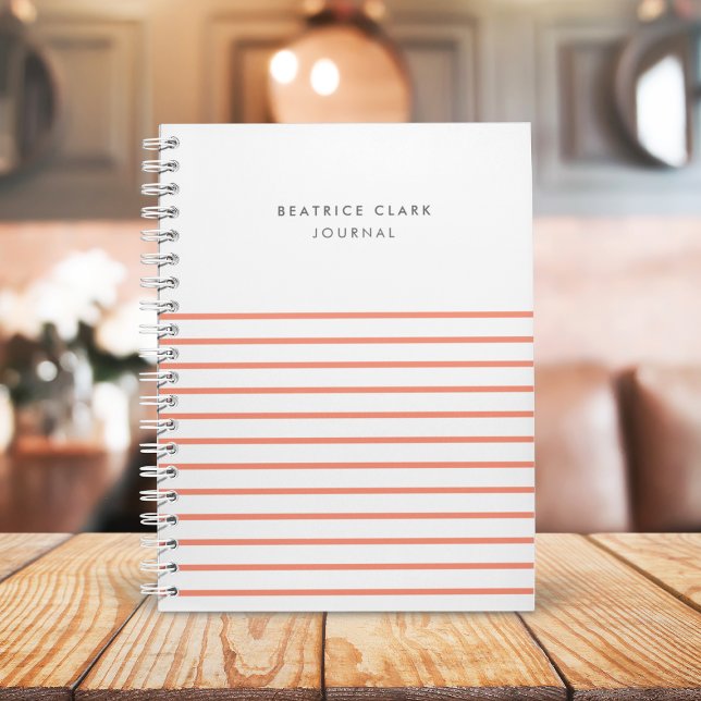 Coral Stripe Minimalist Modern Stylish Journal (Creator Uploaded)