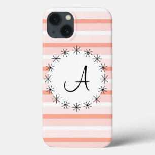 Coral Stripe 'Monogram' iPad Mini case