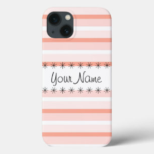 Coral Stripe 'Name' iPad case