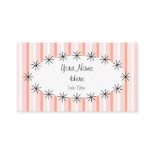 Coral Stripe oval business card