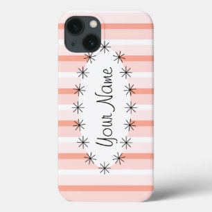 Coral Stripe oval star 'Name' iPad case