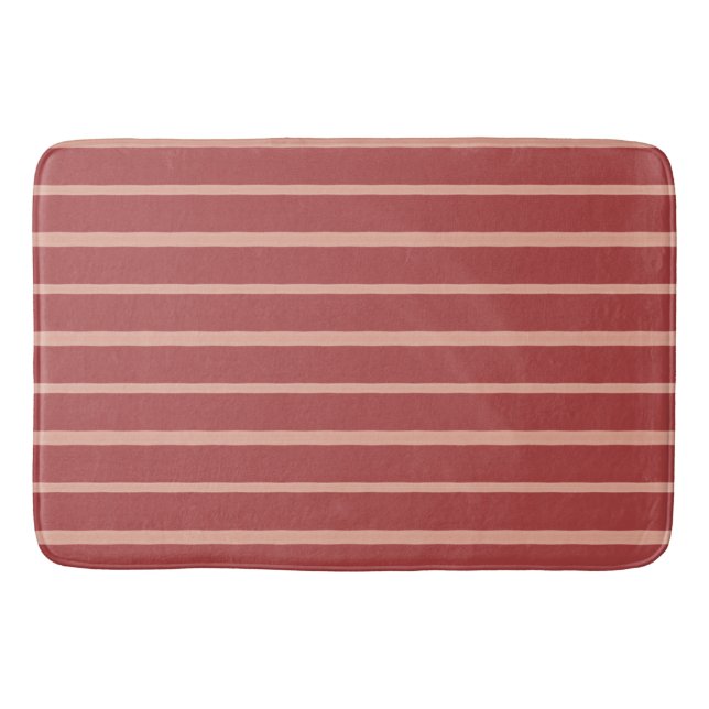 Coral Stripe Pattern Bath Mat (Front)
