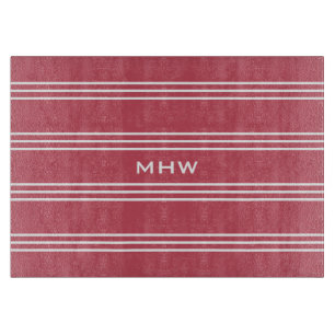 Coral Stripes custom monogram cutting boards