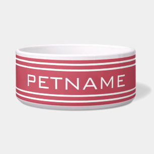 Coral Stripes custom monogram pet bowls