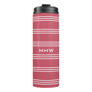 Coral Stripes custom monogram tumbler