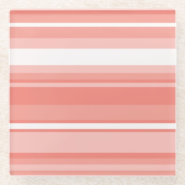 Coral stripes glass coaster (Front)