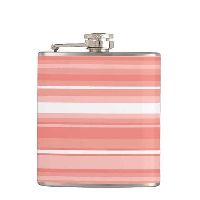 Coral stripes hip flask (Front)
