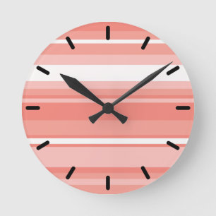 Coral stripes round clock