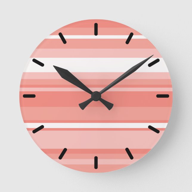 Coral stripes round clock (Front)