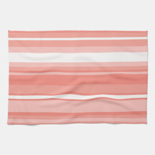 Coral stripes tea towel