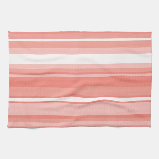 Coral stripes tea towel (Horizontal)