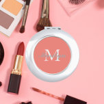 Coral Stylised Wedding Bridesmaid Monogram Compact Mirror<br><div class="desc">A personalised compact mirror for your wedding bridesmaid or maid of honour that has her initial and name stylised on a trendy,  coral colour background. Edit to replace initial and name. Select your compact mirror style. Available in many,  popular bridesmaid wedding colour schemes.</div>
