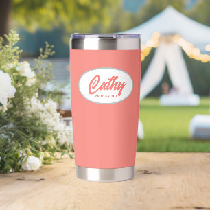 Coral Stylised Wedding Bridesmaid Name Insulated Tumbler