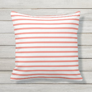 Coral Summer Stripes Outdoor Pillows