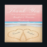 Coral Sunset Peach  Beach Wedding 2 Hearts Sand Magnet<br><div class="desc">This Coral Peach Beach Wedding 2 Hearts in the Sand Magnet is a perfect wedding favour. Our Blue Hearts on the Beach wedding products are available on a large array of products for the perfect custom beach wedding. Perfect for an ocean cruise wedding, this beach hearts in the sand, ocean...</div>
