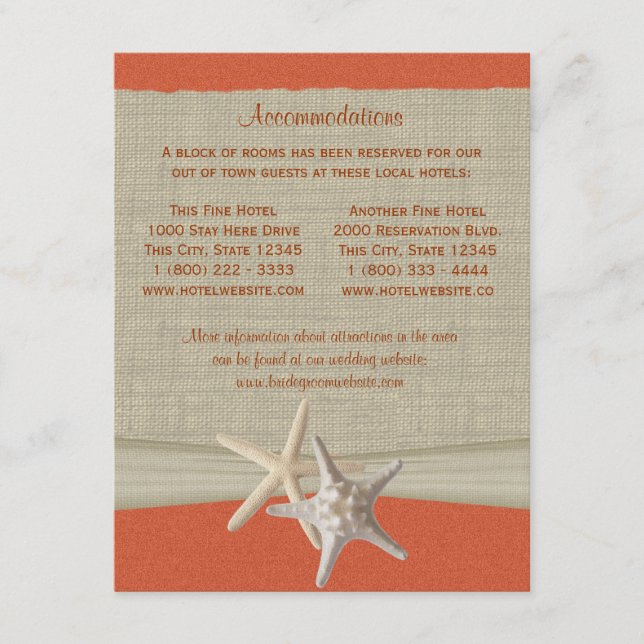 Coral Sunshine Beach Wedding Directions Insert (Front)