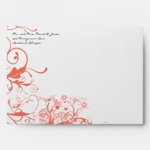 Coral Swirls Wedding Envelopes