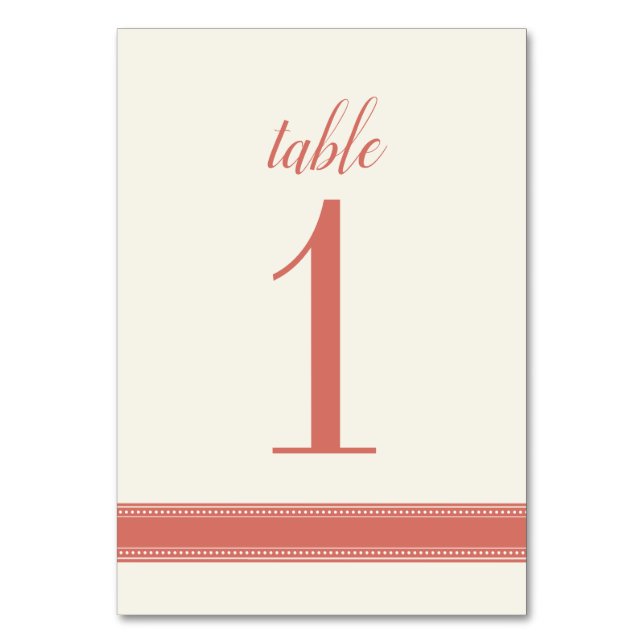 Coral Table Number, Caroline Wedding Table Sign Number (Front)