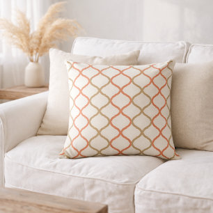 Coral Tan Quatrefoil Pattern Moroccan Trellis   Cushion