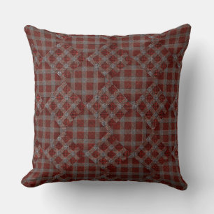 Coral tartan plaid mosaic throw pillow