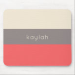 Coral Taupe Beige Colour Block Pattern with Name Mouse Mat<br><div class="desc">A trendy minimalist design with a tri-colour colour block pattern in coral,  taupe and sand beige. Personalise with your name or other desired text. This design is available in a variety of colour combinations.</div>