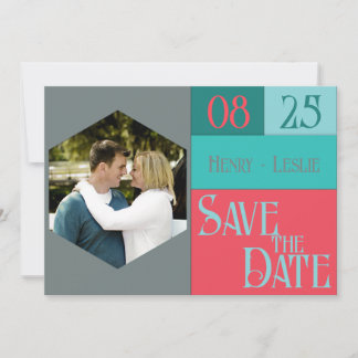 Coral & Teal Colour Block STD Photo Flat Card